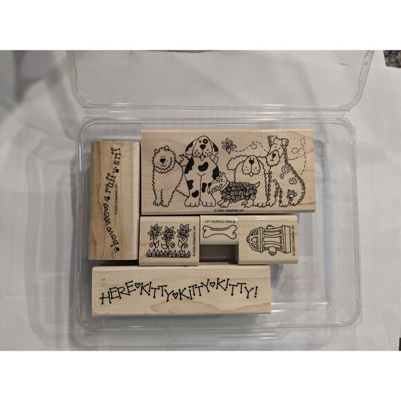 Stampin Up Dog Theme Stamp Set  Dog Puppy Card Craft Retired 2003 Flowers Bone - Picture 1 of 7